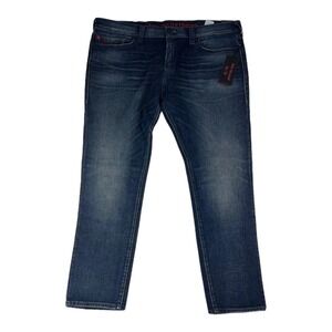 NWT True Religion/Man U Rocco Relaxed Skinny Blue Indigo Jeans Mens Size 44X32